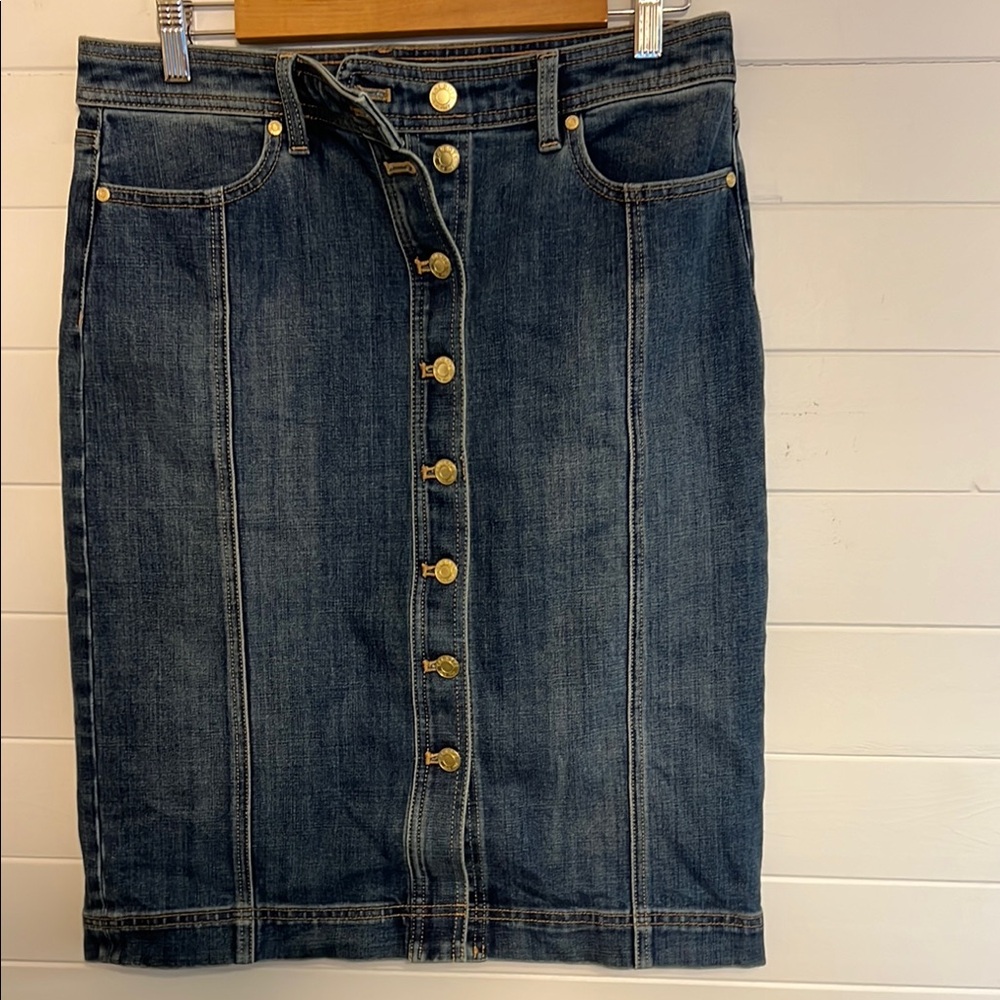 Talbots Blue Denim Knee-Length Pencil Skirt